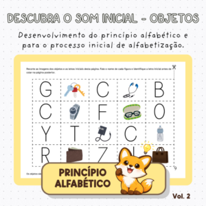 Princípio Alfabético: Descubra o Som Inicial – Objetos – Volume 2